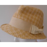   SCALA PRONTO  STRAW PAPER HAT FABRIC BOW  ONE SIZE NATURAL COLOR  eb-49851488